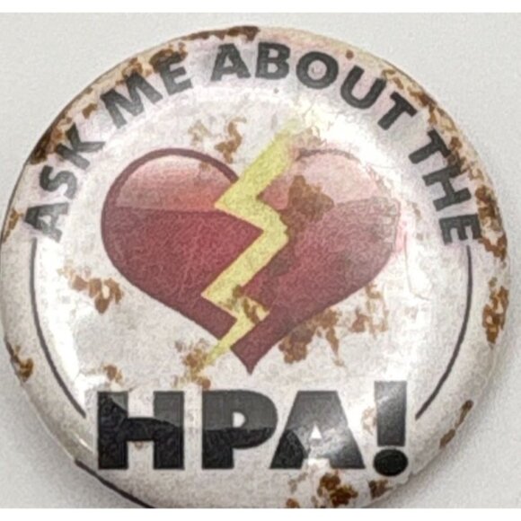 Vintage Ask Me About The HPA! Heart Lightning Pinback Button Pin - Picture 6 of 6